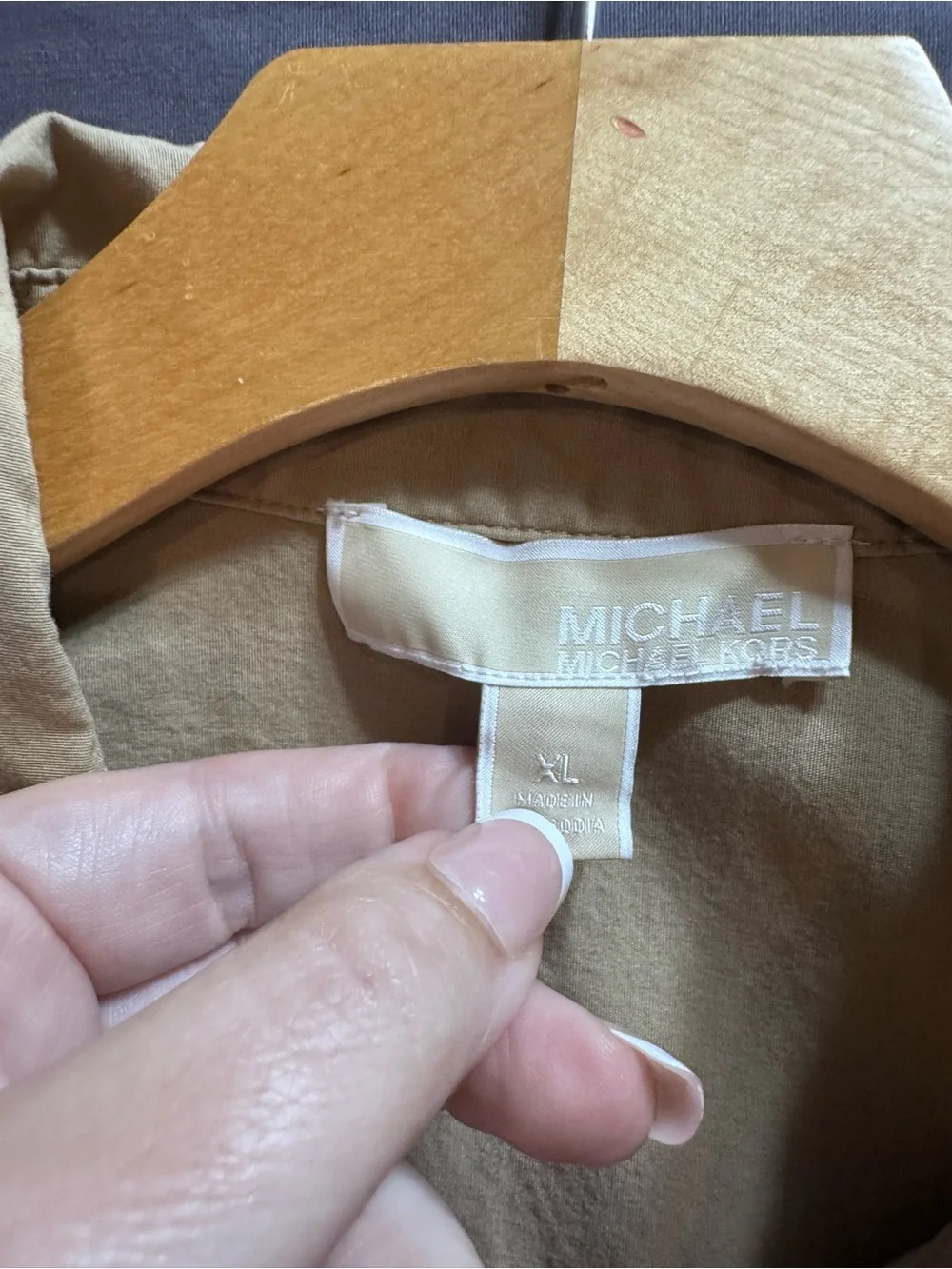 Michael Kors Beige Zip-Front Pullover Blouse